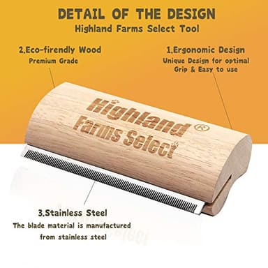 Deshedding Grooming Tool for Dogs, Cats & Horses, Ergonomic Design Wood Groom Brush, Professional Pet Groomer, Painlessly Remove for Short & Long Hair, Fur & Dirt - 5 Inches - Image 3