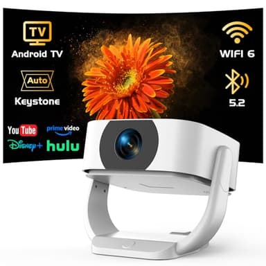 4K Support Outdoor Smart Projector with WIFI 6 and Bluetooth 5.2 with Apps Built-in , Native 1080P Mini Wireless Projector, 360° Rotatable, Electric Focus & Auto Keystone, Android Movie Projector - Image 2