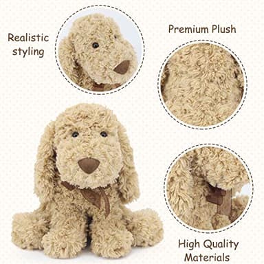 WEIGEDU Poodle Puppy Goldendoodle Stuffed Animal, Adorable Toy Dog Labradoodle Plush for Kids Boys Girls Birthday Easter Nursery Bedtime Gift, 11.8“ Golden - Image 5