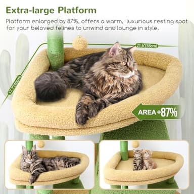 Globlazer Cactus Giant Cat Tree, 83 inch Cat Tree for Indoor Cats Large Adult, XXL Cat Tower with 9 Scratching Posts for 20lb+ Heavy Duty Large Adult Cats, F83, Green - Image 2