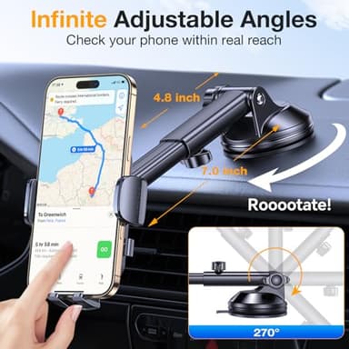 Romuto Car Phone Holder Mount【2025 Strongest Suction】 Phone Mount for Car Dash Pad Cell Phone Holders for Your Car Accessories for Women Men Dash/Wind/Vent Truck Stand for Garmin GPS iPhone Samsung - Image 5