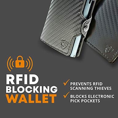 Card Blocr Pop Up Credit Card Wallet, RFID Blocking Credit Card Holder for men, Compact Card Holder Wallet for Secure Storage (Carbon Fiber Style Black & Titanium) - Image 7