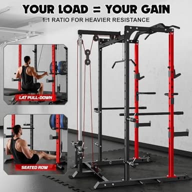 Goimu C1-V4 Power Cage, 2000LBS Squat Rack with LAT Pulldown, Multi-Function Weight Cage Strength Training Machine, Workout Cage with More Attachments for Home Gym Garage (RD Home Gym Package) - Image 6