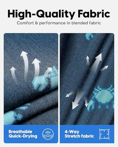 maamgic Men's Swim Trunks Board Shorts Vintage Beach Shorts 4 Way Stretch Quick Dry with Zipper Pockets Little Crab-Dark Blue Small - Image 3