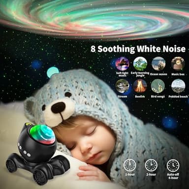 ENOKIK Galaxy Projector, Star Aurora Projector Built-in Bluetooth Speaker, Night Light for Kids Adults, White Noise Light for Home Decor/Relaxation/Party/Music/Gift (Black) - Image 4