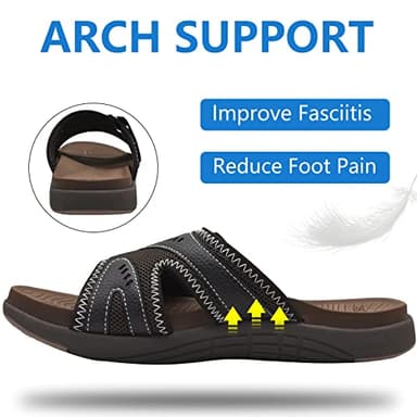 COFACE Mens Sport Recovery Sandals Plantar Fasciitis Soft Cushion Lightweight Orthotic Slides for Men Brown Size 9 - Image 3