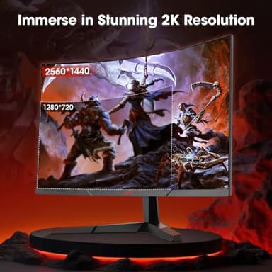 KOORUI 27 Inch Curved Gaming Monitor QHD (2560 x 1440) 180Hz, 1ms 1500R Display, Adaptive Sync, 90% DCI-P3, HDMI 2.0 & DisplayPort 1.4, VESA, Tilt, Eye Care, 27E6QCA - Image 5