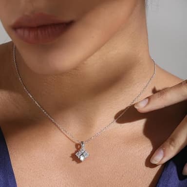Attalen Handmade Sterling Silver Necklace Rhombus Moissanite Pendant With Gift Wrapped Box For Her Woman Wife Girlfriend Daughter Present For Birthday Valentine Wedding Anniversary - Image 4