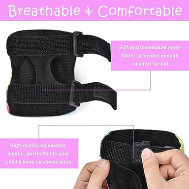 Knee Pads for Kids Adjustable Protective Gear Set with Mesh Bag Knee Pads and Elbow Pads Wrist Guard for Girls Kids Roller Skates Cycling Skateboard Scooter, 3-8 Years - Image 5