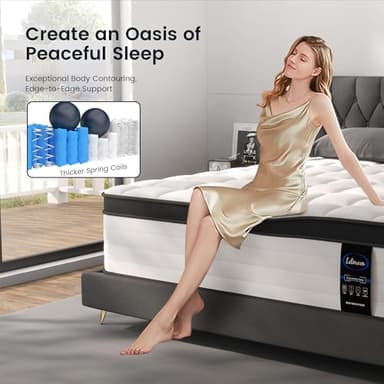 LETMOON King Size Mattress, 12 Inch Hybrid King Mattress Firm, Memory Foam and Pocket Springs, 3 Coils Strong Edge Support, Pressure Relief, Bed in Box - Image 7