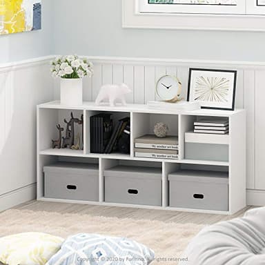Furinno Luder Bookcase / Book / Storage , 7-Cube, White - Image 2