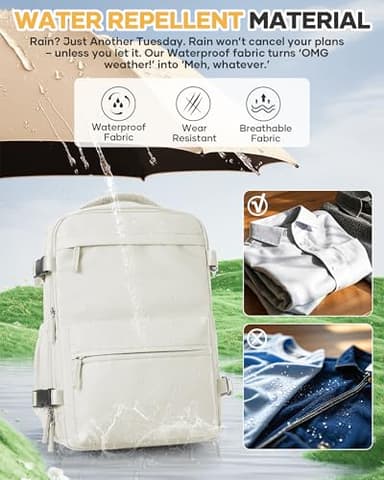 KEYEMP Vacuum Seal Backpack for Clothing Travel with Air Pump Waterproof Laptop Carry On Backpack Personal item Travel Essentials Compression Space Saver Bags Storage with Vacuum System Women Beige - Image 6