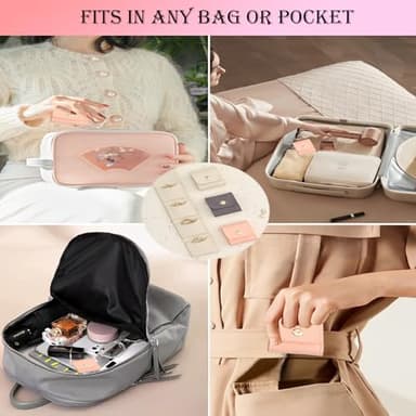 Mini Travel Jewelry Bag, Portable Foldable Mini Travel Jewelry Roll Bag with Buckle, Small Jewelry Box for Travel Essentials, Earrings, Rings, Necklaces (White, Pink and Gray) - Image 7