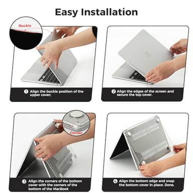 EooCoo Case Compatible with MacBook Air 13 inch M4 2025 2024 2023 2022 M3 M2 A3240 A3113 A2681, Crystal Hard Shell Scratch Resistant Protective Cover Compatible for MacBook Air 13.6 inch Case, Clear - Image 7