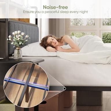 Welzona Queen Bed Frames with Headboard, LED Lights Queen Size Bed Frame with Charging Station, 2-Tier Storage Shelves, Heavy Duty Metal Slats, Noise Free, No Box Spring Needed, Easy Assembly, Brown - Image 9