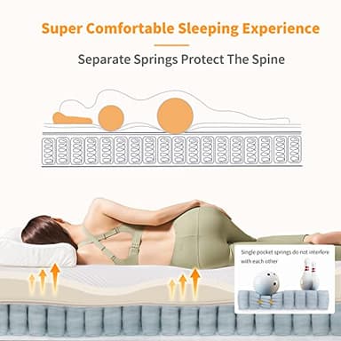 ESHINE King Adjustable Bed Frame-Luxury Gel Memory Foam(783 Pocket Springs), Bed Base Frames with Massage, Wireless Remote, USB, Under Bed Night Light, Head and Foot Incline, Medium Soft, 3000 Series - Image 6