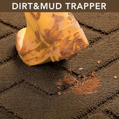 hicorfe Front Door Mat Outside Entrance,24"x35" Absorbent Muddy Dirt Resist Welcome Door Mats Outdoor Indoor,Stain and Fade Resistant,Non Slip Backing Entry Mat Doormat for Entryway (Dark Brown) - Image 6