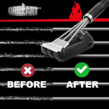 GRILLART Grill Brush and Scraper, Extra Strong BBQ Cleaner Accessories, Safe Wire Bristles Barbecue Triple Scrubbers Cleaning Brush for Gas/Charcoal Grilling Grates, Wizard Tool BR-8115 - Image 7