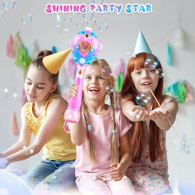 Beria Toys for Girls: Princess Toy Bubble Wand, Birthday Gifts for 3 4 5 6 7 8 Years Old Girl, Bubbles Machine Fairy Wands for Kids Light Up with Bubble Solution, Toddler Girl Toys Age 4-5 - Image 3