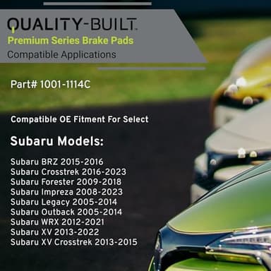 QUALITY-BUILT Premium Ceramic Rear Brake Pads 1001-1114C Compatible with 2005-2023 Subaru (BRZ, Crosstrek, Forester, Impreza, Legacy, Outback, WRX, XV, XV Crosstrek) - Image 3