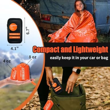 Frelaxy Extra-Thick Survival Tent and Emergency Sleeping Bag, Emergency Shelter Survival Bivy Set with Whistles, Paracord, Storage Pouches, and EVA Case, Perfect for Survival Kits (Orange Set) - Image 5