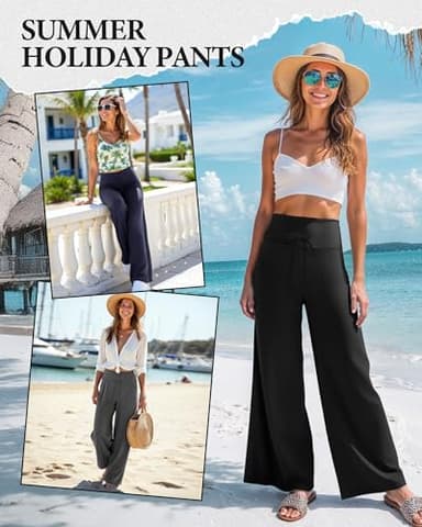 ZOOSIXX Soft Black Pajama Pants for Women, Wide Leg Comfy Casual Lounge Yoga Capri Pants 22'' / 30'' - Image 4