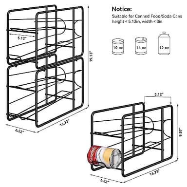 MOOACE 4 Pack Can Dispenser Rack, Stackable Can Storage Organizer Holder for Canned Food Kitchen Cabinet Pantry Countertop, Black - Image 3