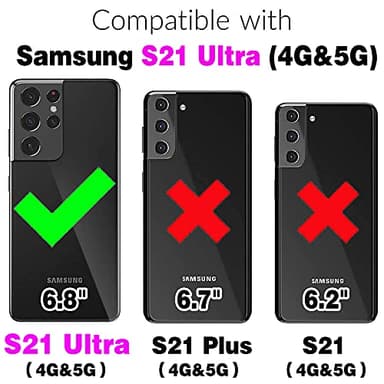 Furill Phone Case for Samsung Galaxy S21 Ultra 5G Wallet Cover with and Crossbody Wrist Strap Shoulder Strap 9+ Card Slots Zipper Purse Leather Stand S21ultra 21S S 21 21ultra G5 Women Men Purple - Image 2