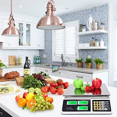 Price Computing Scale 88lb/40kg LCD Digital Commercial Price Scale with Stainless Steel Platform,Produce Scale & Food Scale for Farmers Market, Retail Outlets, Meat Shop (Flat Plate) - Image 2