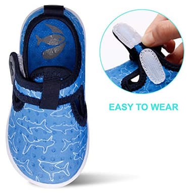 FEETCITY Water Shoes for Baby Boys Girls Barefoot Quick-Dry Aqua Sock Outdoor Athletic Sport Shoes Blue Shark 12-18 Months Infant - Image 4