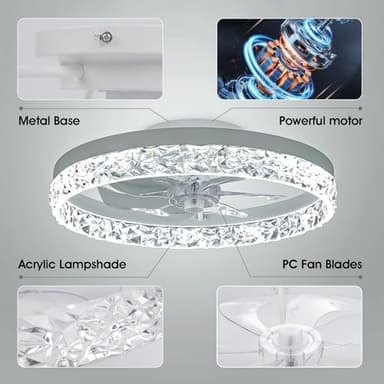 Ceiling Fans with Lights, 20'' Ceiling Fans with Lights and Remote, Low Profile Ceiling Fan with Light, 3 CCT & Dimmable, 6 Fan Speed, Remote&App Control Ceiling Fan for Bedroom, Living Room, Kitchen. - Image 6