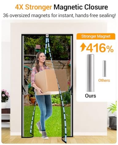 SOLODOTO [2025 Upgraded Eco-Friendly Polyester] Magnetic Screen Door [Fit Door Size 36" x 80"] Door Screen Magnetic Closure Keep Bug Out, Screen Door Mesh for Front Backyard Patio Door, Black - Image 7