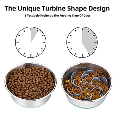 Keegud Slow Feeder Dog Bowls Insert [36 Octopus Suction Cups] Super Firm Eating Bowl [Cuttable] for Large Breed and Medium Size Compatible with Regular Elevated (Turbine) - Image 2