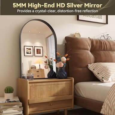 Brightify Arched Mirror, Arched Wall Mirror, 24 x 40 Inch Black Arch Mirror, Metal Frame Black Bathroom Mirror, Arched Top Bathroom Vanity Mirror for Living Room Bedroom Mantel Entryway Hallways - Image 4