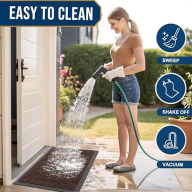 Smiry Front Door Mat Outside Entrance, Heavy Duty Sturdy Natural Rubber Doormat, Trap Dirt and Moisture, Easy Clean Low Profile Welcome Floor Mats for Indoor Outdoor Entry, 29.5x17 Inch, Dark Brown - Image 6
