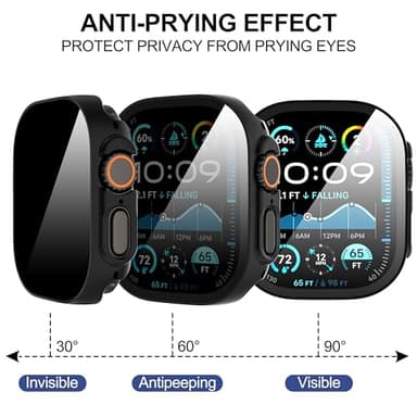 Suoman 3-Pack for Apple Watch Ultra 3/2/1 49mm Privacy Screen Protector Case, [Anti-Peeping] Ultra-Thin Tempered Glass Case Cover for iWatch Ultra 49mm 3/2/1 - Image 5