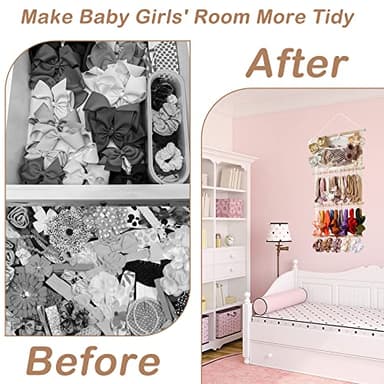 kangaroo Headband Holder Hair Bows Organizer for Baby Girls Large Capacity Bow Holder Hair Accessories Wall Hanging Organizer for Toddler Baby Girl Nursery Room Decor - Image 3