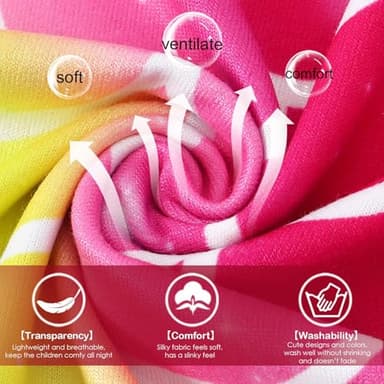 COTRIO Girls Nightgowns Toddler Nightgown Rainbow Pajamas Mermaid Princess Nightgown Sleep Nighties Flutter Sleeve Night Dress Size 6 (5-6 Years, Blue Colorful) - Image 6