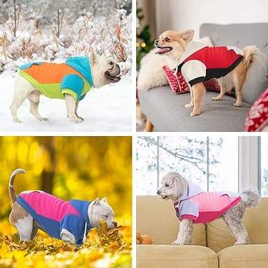 BEAUTYZOO Fleece Dog Hoodie Sweatershirt with Pocket and Leash Hole, Stretchy Small Medium Large Sized Dogs Clothes for Fall Winter Cold Days, Color Designer Warm Dog Jackets,French Bulldog Coats - Image 5