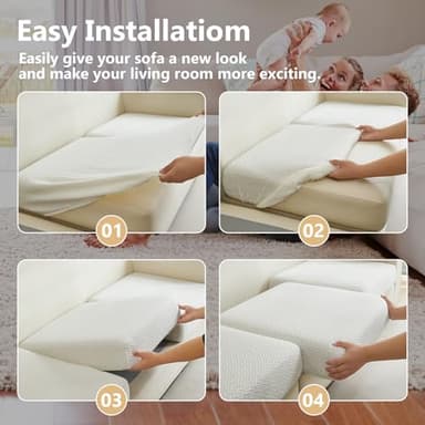 Yoovat Couch Cushion Covers for Sofa Couch Covers Wear-Resistant Universal Sofa Cover Stretch for Sectional Slipcovers (Texture-Cream White,Back Cover L) - Image 7
