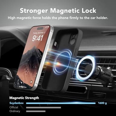 SuydanBox Magnetic for iPhone 13 Case, Compatible with MagSafe, [Full Camera Protection][Screen Protector] Silicone Shockproof Protective Phone Case for iPhone 13 6.1", Black - Image 3