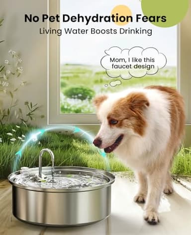 oneisall Dog Water Fountain for Large Dogs,7L/230oz/1.8G Stainless Steel Dog Fountain Bowl Super Quiet with Triple Filtration,Great for Large Dogs Cats and Multi-Pet Home - Image 6