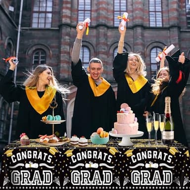 OHOME Graduation Decorations 2025 - Class of 2025 - Plastic Black Tablecloth for Graduation Party Decorations - Class of 2025 Decorations Party Favors Supplies Banner,54" X 108" - Image 7
