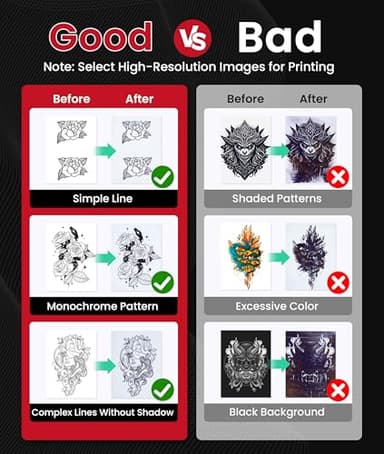 Phomemo Tattoo Stencil Printer, M08F Wireless Thermal Tattoo Printer with 10pcs Transfer Paper, Compatible with Phone/Tablet/PC, Tattoo Supplies for Tattoo Artists, AI Image Generation, All Black - Image 5