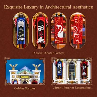 PANTASY Vintage European Grand Theater Building Set-Modular Model with Crystal Chandelier, Transparent Dome&Expandable Street Scenes Retro Collectible Theater Architecture for Adults &Home Décor Gift - Image 2