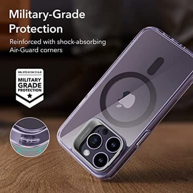 ESR for iPhone 14 Pro Case, Compatible with MagSafe, Built-in Camera Ring Stand, Military-Grade Protection, Magnetic Phone Case for iPhone 14 Pro, Classic Kickstand Case (HaloLock), Clear Purple - Image 6