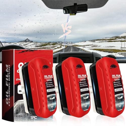 MAUSGAAV New 3-Pack Automotive Oil Film Cleaning Brush, Oil Film Remover for Car Windshield, Glass Cleaning Board, Universal Anti-Rain Fog Cleaning Glass Brush, Red - Image 1