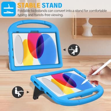 SUPLIK Kids Case for iPad A16 11-Inch 2025 (11th Gen) & iPad 10th Generation (10.9" 2022), Durable Shockproof Stand Cover with Screen Protector/Pencil Holder/Handle for Kids, Blue - Image 4