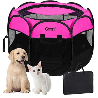 GOOZII Pet Cat Playpen for Indoor Cats Enclosed, Portable Foldable Dog Playpen Outdoor Tent Crate Cage with Zipper Top Cover Door for Kitten Puppy Outside Rv Car Camper (Small Size, Pink) - Image 8