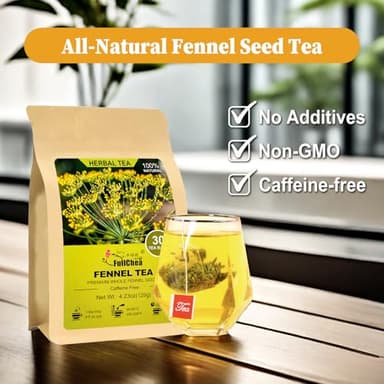 FullChea - Fennel Tea Bags, 30 Teabags, 4g/bag - Premium Whole Fennel Seeds - Non-GMO - Caffeine-free - Helps Improve Digestion & Immune System - Image 3